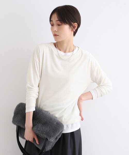 tシャツ 「洗える」コンパクトベロアカットソー レディース osharewalker カットソー レディース Tシャツ トップス 五分袖