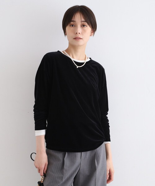 セール】【洗える】コンパクトベロアカットソー（Tシャツ