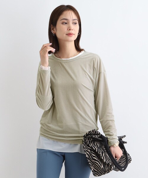 tシャツ 「洗える」コンパクトベロアカットソー レディース INDIVI tシャツ 「洗える」コンパクトベロアカットソー