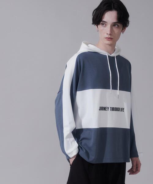 BROWNY(ブラウニー)の「BROWNY/ドルマンポンチフードT(Tシャツ/カットソー・メンズ・ホワイト/ブルー・LARGE/MEDIUM)」の15枚目の写真