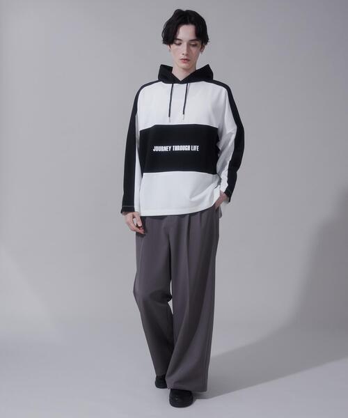 BROWNY(ブラウニー)の「BROWNY/ドルマンポンチフードT(Tシャツ/カットソー・メンズ・ホワイト/ブルー・LARGE/MEDIUM)」の3枚目の写真