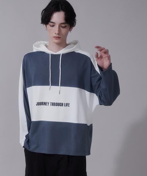 BROWNY(ブラウニー)の「BROWNY/ドルマンポンチフードT(Tシャツ/カットソー・メンズ・ホワイト/ブルー・LARGE/MEDIUM)」の12枚目の写真