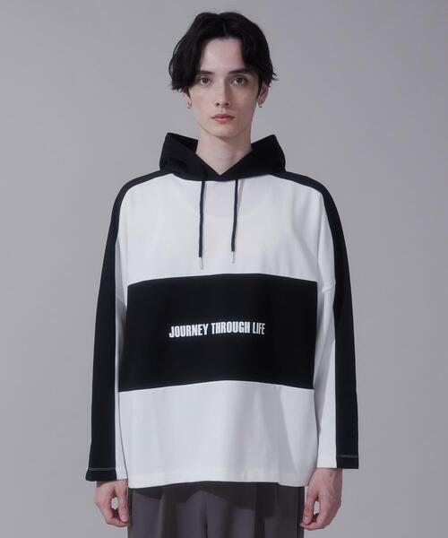 BROWNY(ブラウニー)の「BROWNY/ドルマンポンチフードT(Tシャツ/カットソー・メンズ・ホワイト/ブルー・LARGE/MEDIUM)」の5枚目の写真
