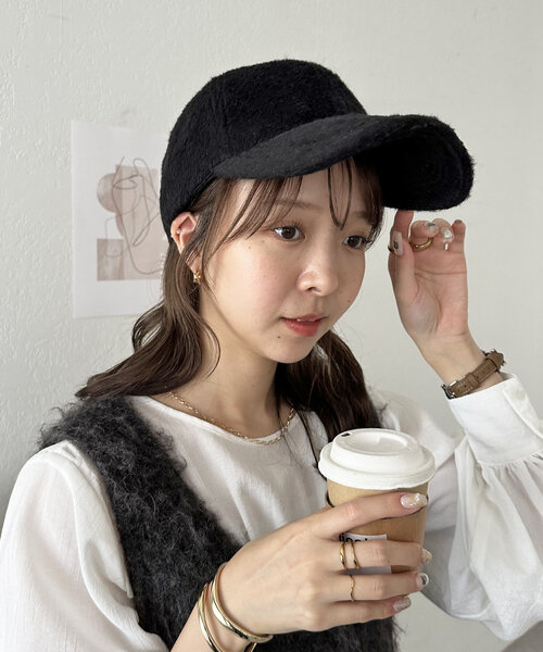 DISCOAT（ディスコート）の「シャギーキャップ（キャップ・レディース・モカ/ブラック・FREE）」の2枚目の写真