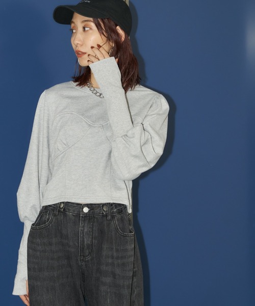 Auntie Rosa Holiday（アンティローザホリデー）の「クロップドコルセットデザインスウェット（スウェット・レディース・グレー/チャコールグレー/ブルー・FREE）」の2枚目の写真