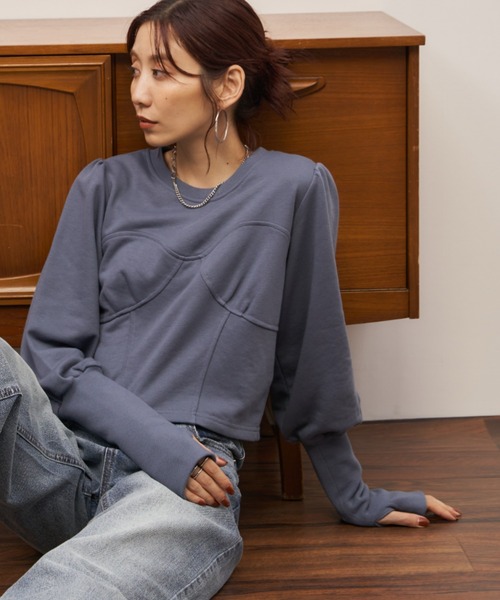 Auntie Rosa Holiday（アンティローザホリデー）の「クロップドコルセットデザインスウェット（スウェット・レディース・グレー/チャコールグレー/ブルー・FREE）」の16枚目の写真