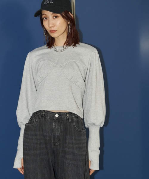 Auntie Rosa Holiday（アンティローザホリデー）の「クロップドコルセットデザインスウェット（スウェット・レディース・グレー/チャコールグレー/ブルー・FREE）」の4枚目の写真