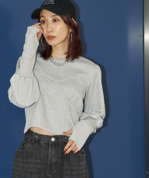 Auntie Rosa Holiday（アンティローザホリデー）の「クロップドコルセットデザインスウェット（スウェット・レディース・グレー/チャコールグレー/ブルー・FREE）」の5枚目の写真
