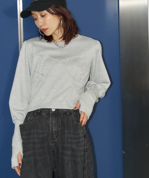 Auntie Rosa Holiday（アンティローザホリデー）の「クロップドコルセットデザインスウェット（スウェット・レディース・グレー/チャコールグレー/ブルー・FREE）」の6枚目の写真