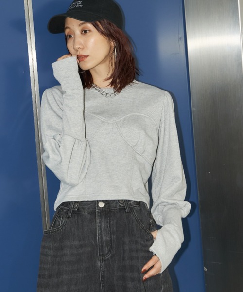 Auntie Rosa Holiday（アンティローザホリデー）の「クロップドコルセットデザインスウェット（スウェット・レディース・グレー/チャコールグレー/ブルー・FREE）」の7枚目の写真