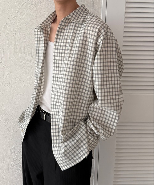 セール】オーバーサッカーチェックシャツ（シャツ/ブラウス）｜kutir