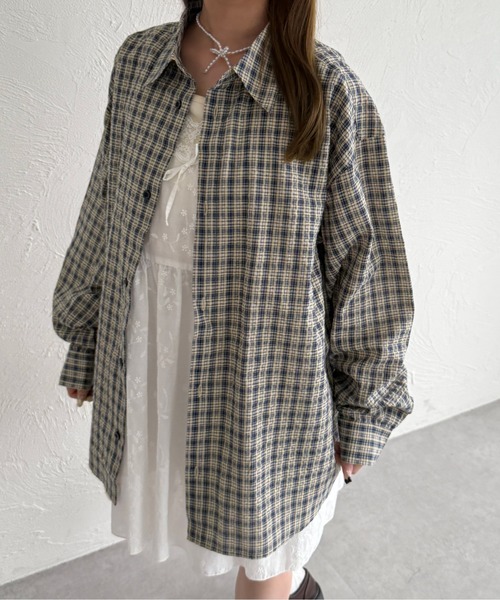 セール】オーバーサッカーチェックシャツ（シャツ/ブラウス