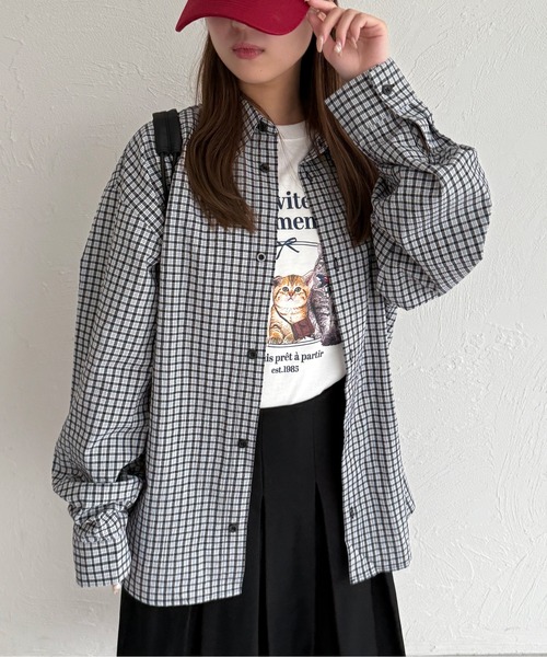 セール】オーバーサッカーチェックシャツ（シャツ/ブラウス）｜kutir