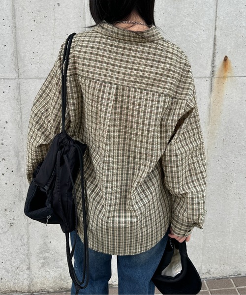 kutir(クティール)の「オーバーサッカーチェックシャツ(シャツ/ブラウス・レディース・ライトブルー/ブルー/グリーン/レッド/ホワイト/ブラック・FREE)」の8枚目の写真