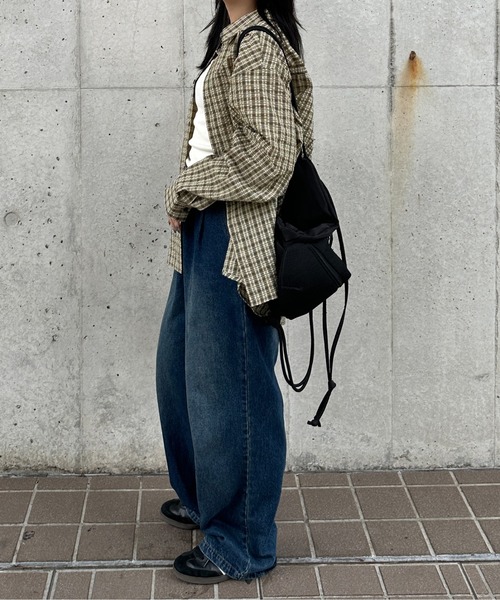 kutir(クティール)の「オーバーサッカーチェックシャツ(シャツ/ブラウス・レディース・ライトブルー/ブルー/グリーン/レッド/ホワイト/ブラック・FREE)」の10枚目の写真