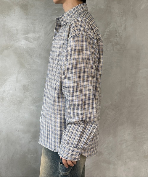 セール】オーバーサッカーチェックシャツ（シャツ/ブラウス）｜kutir