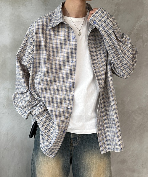 kutir(クティール)の「オーバーサッカーチェックシャツ(シャツ/ブラウス・レディース・ライトブルー/ブルー/グリーン/レッド/ホワイト/ブラック・FREE)」の17枚目の写真