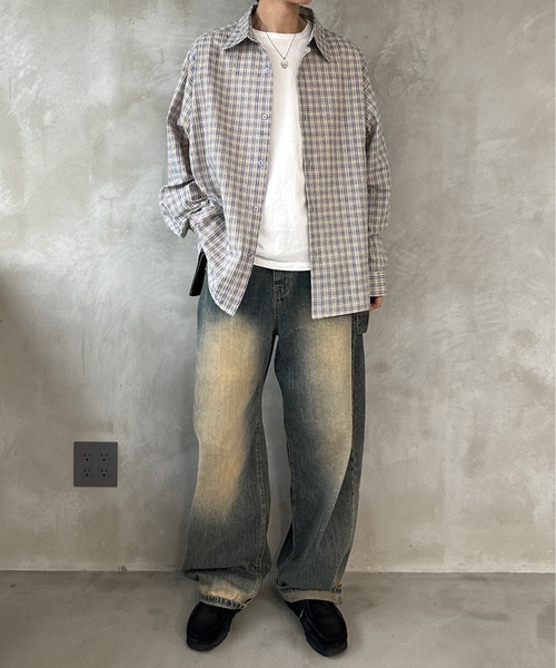 kutir(クティール)の「オーバーサッカーチェックシャツ(シャツ/ブラウス・レディース・ライトブルー/ブルー/グリーン/レッド/ホワイト/ブラック・FREE)」の18枚目の写真