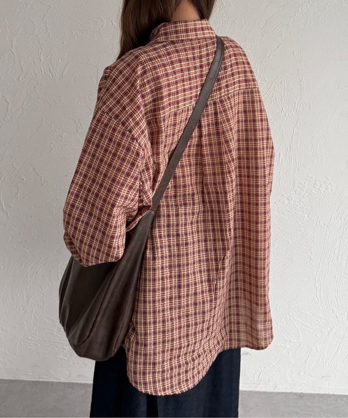 セール】オーバーサッカーチェックシャツ（シャツ/ブラウス）｜kutir