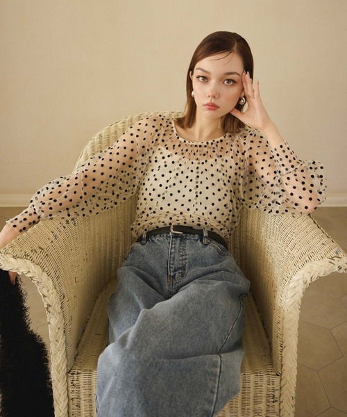 トップス mcsft キャミ付きドットシアートップス（シャツ/ブラウス）｜fifth