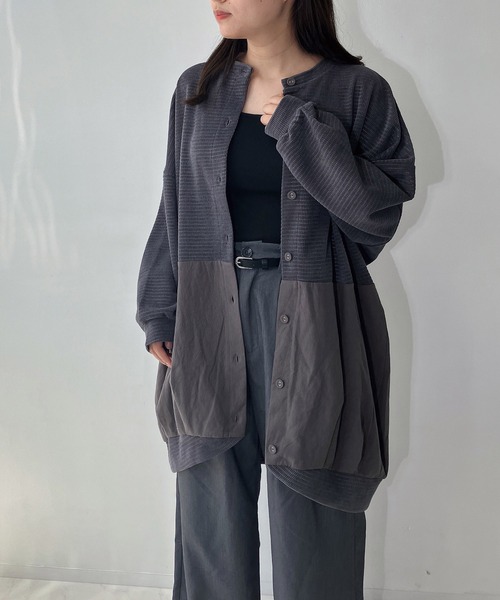 AS KNOW AS plus(アズノゥアズプラス)の「◇ゆるり切り替えコクーンカーディガン(カーディガン/ボレロ・レディース・ボルドー/グレイッシュベージュ/チャコールグレー/ダークグリーン/ベージュ系/ダークグリーン系/グレー系/ネイビー系/ベージュ系1/ダークグリーン系1/オレンジ系1/グレー系1/ダークグリーン系2/ベージュ系2/ネイビー系2/グレー系2/ホワイト系その他3/ブルー系3/グレー系3/ベージュ系3/グレー系4/ネイビー系4/ベージュ系4/ダークグリーン系4・FREE)」の3枚目の写真