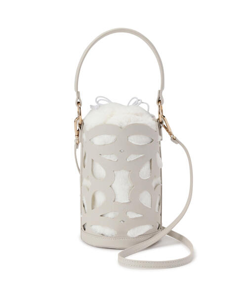 EDIT COLOGNE（エディットコロン）の「カットワークバケツバッグ（ショルダーバッグ・レディース・ホワイト/ブラック・ﾌﾘ-）」の2枚目の写真