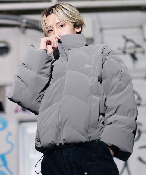 Ｈ.　  シルバー ダウンジャケット フィルパワー600】機能性 中綿キルティング ショート丈ジャケット