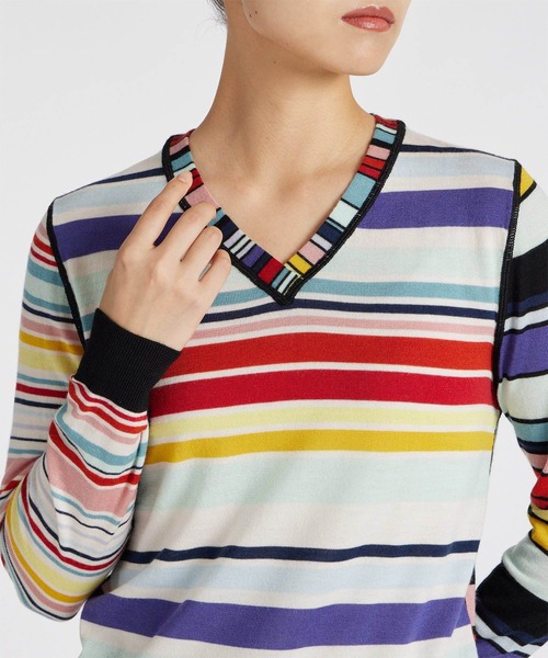 Paul Smith（ポールスミス）の「ウィメンズ フラワーカラー ストライプ ニット / 245910 KN138（ニット/セーター・レディース・マルチ・MEDIUM）」の8枚目の写真