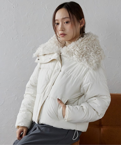 セール】ボア襟 / ビッグカラー パディングブルゾン（ブルゾン）｜ap