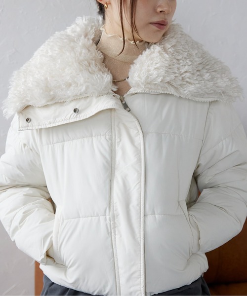 セール】ボア襟 / ビッグカラー パディングブルゾン（ブルゾン）｜ap