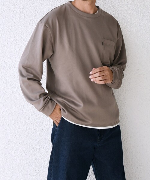 SHIPS any(シップス エニィ)の「【WEB限定】SHIPS any: ピーチ シャギー フェイクレイヤード Tシャツ(ロンT)◇(Tシャツ/カットソー・メンズ・ホワイト/ダークグレー/ベージュ/ネイビー・MEDIUM/LARGE/X-LARGE)」の6枚目の写真