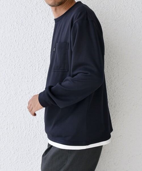 SHIPS any(シップス エニィ)の「【WEB限定】SHIPS any: ピーチ シャギー フェイクレイヤード Tシャツ(ロンT)◇(Tシャツ/カットソー・メンズ・ホワイト/ダークグレー/ベージュ/ネイビー・MEDIUM/LARGE/X-LARGE)」の12枚目の写真