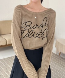 コードロゴ刺繍ニットプルオーバー