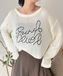 コードロゴ刺繍ニットプルオーバー