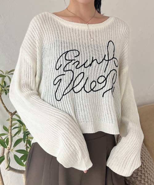 Rejoule(リジュール)の「コードロゴ刺繍ニットプルオーバー(ニット/セーター・レディース・ブラック/グレー/ベージュ/ホワイト・FREE)」の6枚目の写真