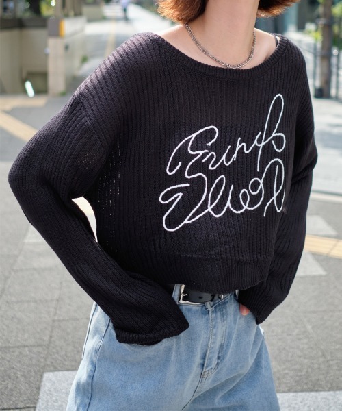 Rejoule(リジュール)の「コードロゴ刺繍ニットプルオーバー(ニット/セーター・レディース・ブラック/グレー/ベージュ/ホワイト・FREE)」の9枚目の写真