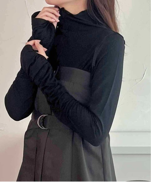 apres jour clair(アプレジュールクレア)の「【apres jour clair】クシュクシュハイネックインナー【ZOZOTOWN限定アイテム】(Tシャツ/カットソー・レディース・杢グレー/オレンジ系その他/グリーン系その他/アイボリー/ブラック/ブラウン系その他・フリー/X-LARGE)」の2枚目の写真
