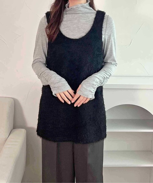 apres jour clair(アプレジュールクレア)の「【apres jour clair】クシュクシュハイネックインナー【ZOZOTOWN限定アイテム】(Tシャツ/カットソー・レディース・杢グレー/オレンジ系その他/グリーン系その他/アイボリー/ブラック/ブラウン系その他・フリー/X-LARGE)」の7枚目の写真