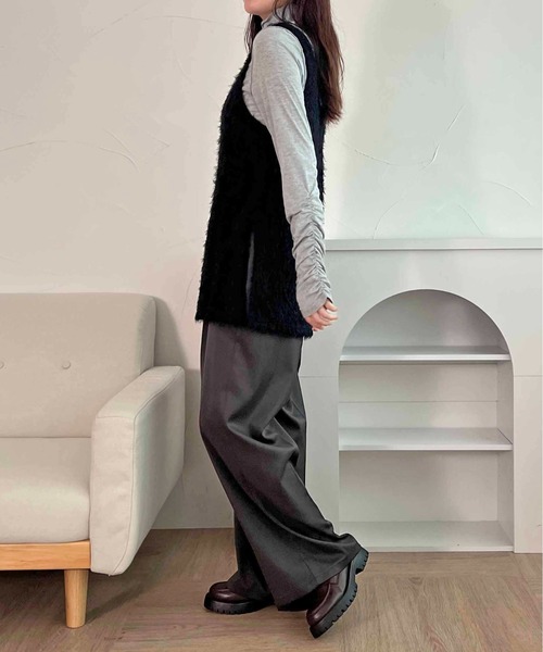apres jour clair(アプレジュールクレア)の「【apres jour clair】クシュクシュハイネックインナー【ZOZOTOWN限定アイテム】(Tシャツ/カットソー・レディース・杢グレー/オレンジ系その他/グリーン系その他/アイボリー/ブラック/ブラウン系その他・フリー/X-LARGE)」の9枚目の写真