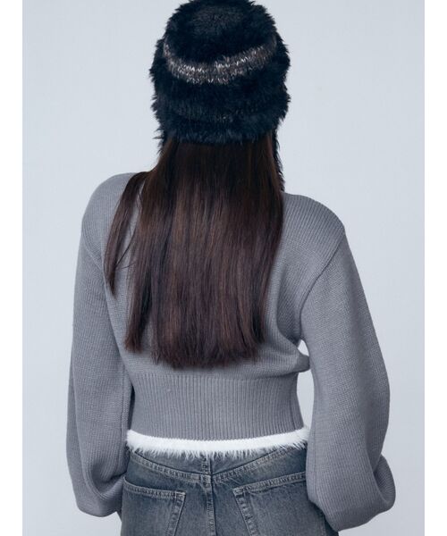 EMODA（エモダ）の「ミックスシャギーロゴジップトップ（ニット/セーター・レディース・ブルー/グレー/ブラック/ベージュ・FREE）」の7枚目の写真