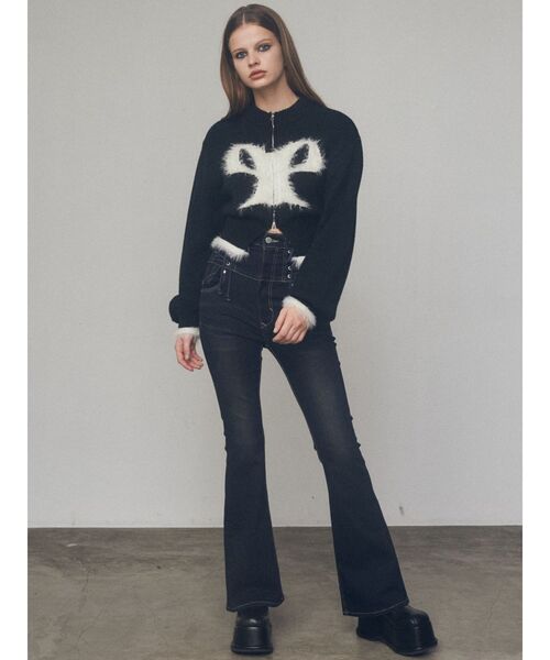 EMODA（エモダ）の「ミックスシャギーロゴジップトップ（ニット/セーター・レディース・ブルー/グレー/ブラック/ベージュ・FREE）」の14枚目の写真