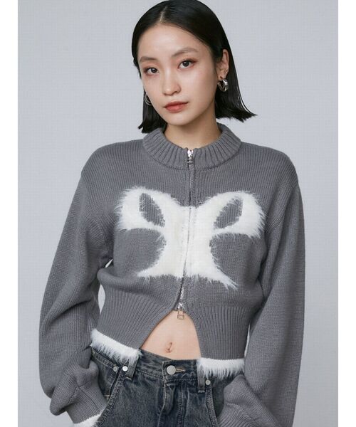 EMODA（エモダ）の「ミックスシャギーロゴジップトップ（ニット/セーター・レディース・ブルー/グレー/ブラック/ベージュ・FREE）」の16枚目の写真