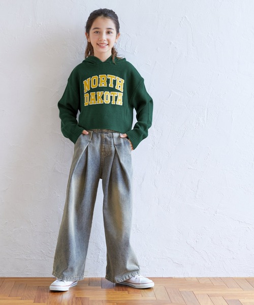 coca（coca）（コカ）の「キッズ ワッペンロゴ ニットフーディー（ニット/セーター・キッズ・グリーン/ブラック・120/130/140/150）」の3枚目の写真