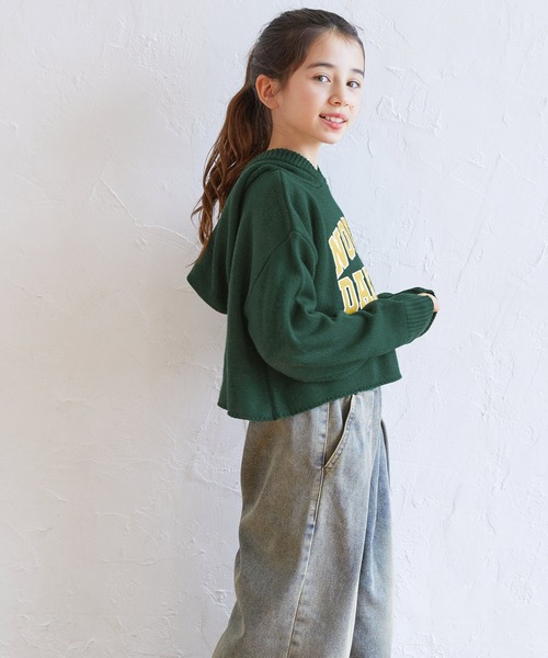 coca（coca）（コカ）の「キッズ ワッペンロゴ ニットフーディー（ニット/セーター・キッズ・グリーン/ブラック・120/130/140/150）」の4枚目の写真