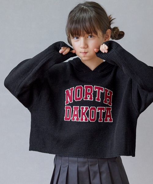 coca（coca）（コカ）の「キッズ ワッペンロゴ ニットフーディー（ニット/セーター・キッズ・グリーン/ブラック・120/130/140/150）」の9枚目の写真