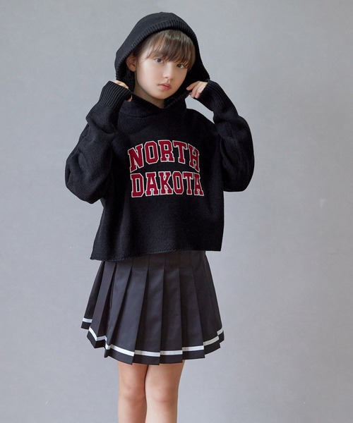 coca（coca）（コカ）の「キッズ ワッペンロゴ ニットフーディー（ニット/セーター・キッズ・グリーン/ブラック・120/130/140/150）」の7枚目の写真