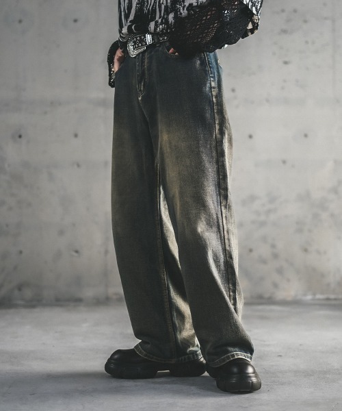 Shoowtime（ショウタイム）の「ワイドストレートヴィンテージウォッシュデニムパンツ（デニムパンツ・メンズ・ライトブルー/ブラック系/ブルー系/ブラウン系・MEDIUM/LARGE/X-LARGE）」の9枚目の写真