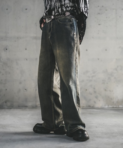 Shoowtime（ショウタイム）の「ワイドストレートヴィンテージウォッシュデニムパンツ（デニムパンツ・メンズ・ライトブルー/ブラック系/ブルー系/ブラウン系・MEDIUM/LARGE/X-LARGE）」の13枚目の写真
