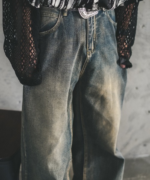 Shoowtime（ショウタイム）の「ワイドストレートヴィンテージウォッシュデニムパンツ（デニムパンツ・メンズ・ライトブルー/ブラック系/ブルー系/ブラウン系・MEDIUM/LARGE/X-LARGE）」の18枚目の写真