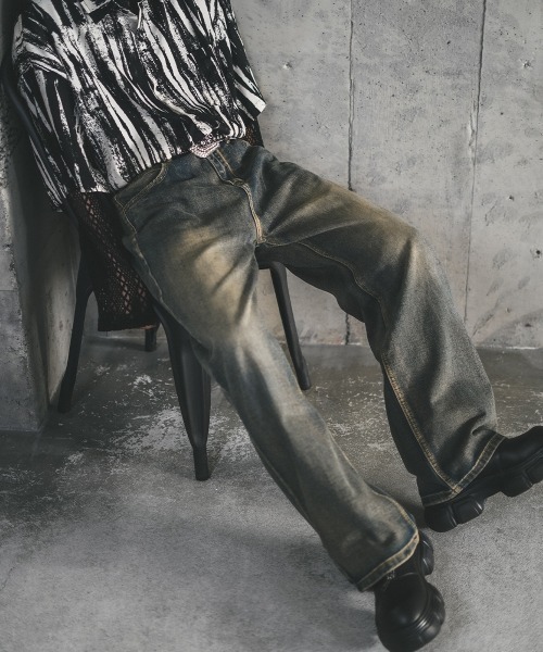 Shoowtime（ショウタイム）の「ワイドストレートヴィンテージウォッシュデニムパンツ（デニムパンツ・メンズ・ライトブルー/ブラック系/ブルー系/ブラウン系・MEDIUM/LARGE/X-LARGE）」の19枚目の写真